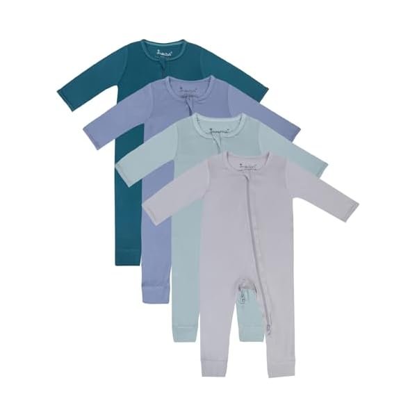 Baby Footless Pajamas,Two Zip Closure Long Sleeve Romper,Infant Clothes Pjs 4 Pcs