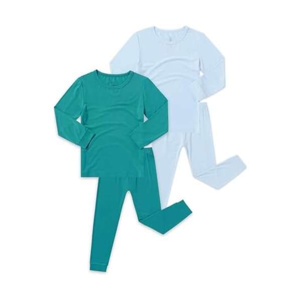 Bamboo Viscose Pajamas for Toddler Baby, Boys Girls Solid Snug Fit Pajamas Long Sleeve Sleeper