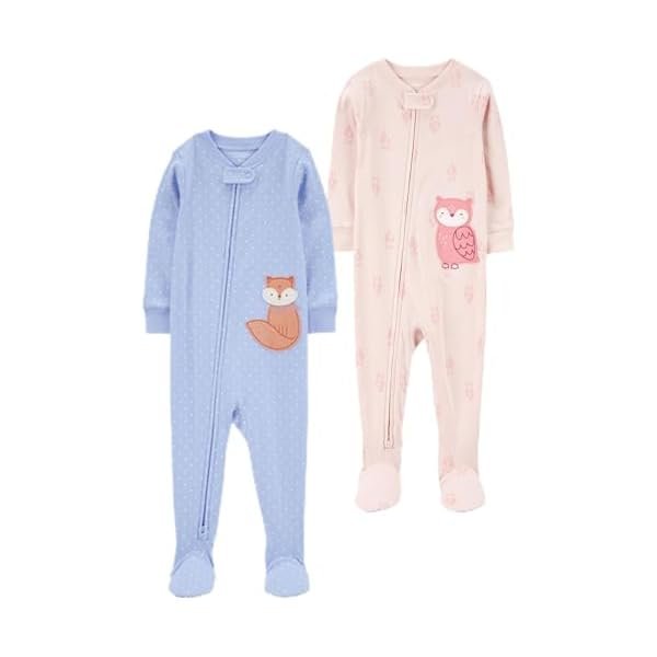 baby-girls 2-pack Cotton Footed Pajamas
