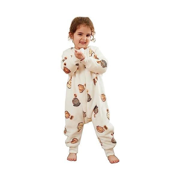 Flannel Baby Sleeping Bag Unisex Pajamas, Long Sleeve Zipper Wearable Sleeping Sack for Autumn Winter Boys Girls