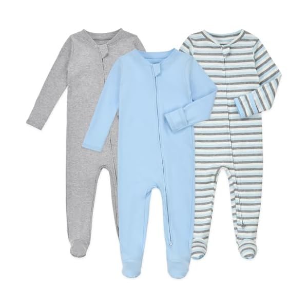 Baby Footie Pajamas with Mittens - 3Pcs Infant Cotton Footed One Piece Sleepwear Outfits