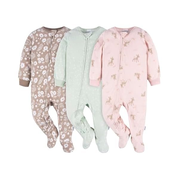 baby-girls Fleece Footed Pajamas 3-pack