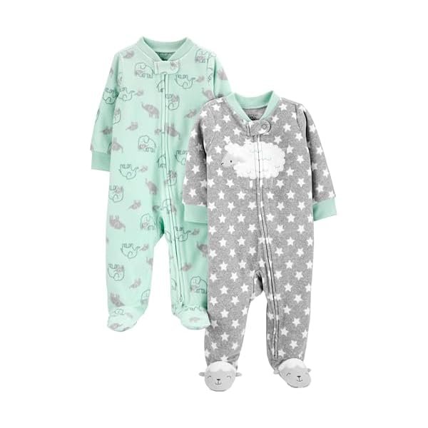unisex-baby 2-pack Neutral Fleece Footed Sleep and Play
