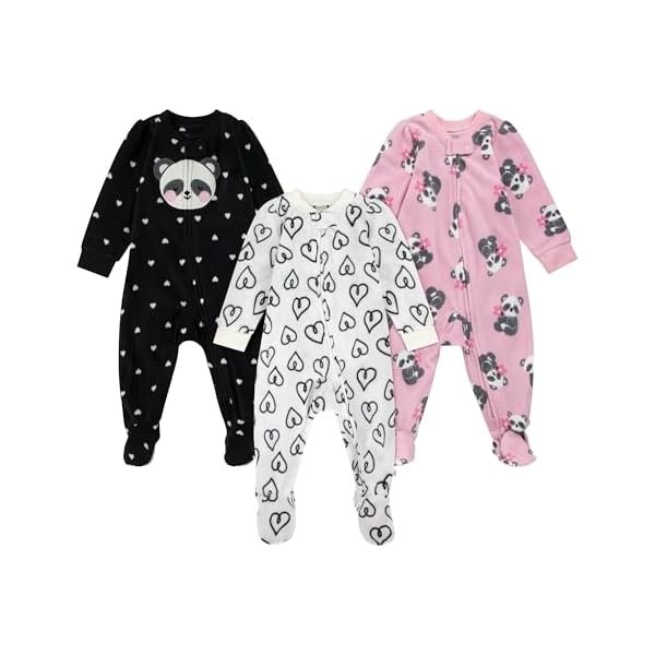 unisex-baby 3-pack Footed Fleece Coverall Pajamas