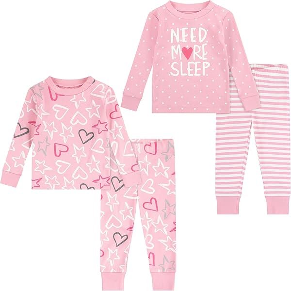 unisex-baby Long Sleeve Pajama 4-piece Set