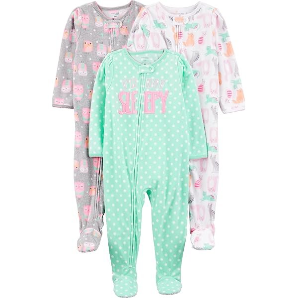 girls Loose-Fit Flame Resistant Fleece Footed Pajamas
