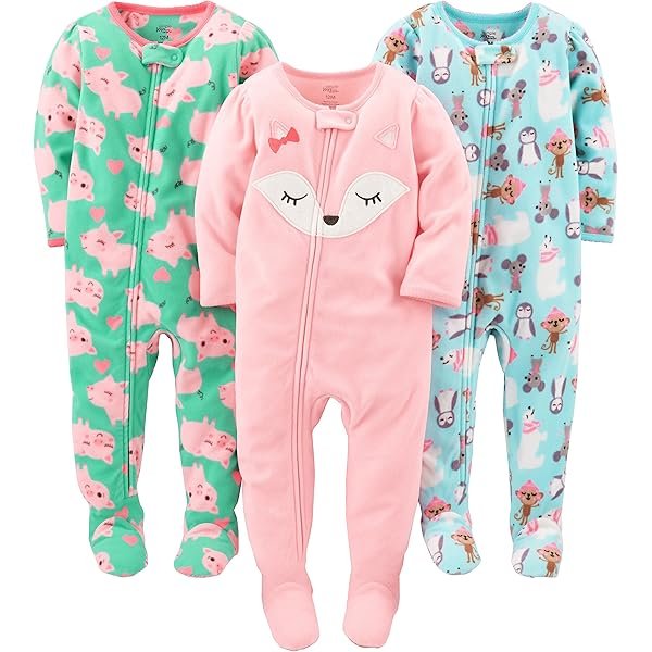 girls Loose-Fit Flame Resistant Fleece Footed Pajamas